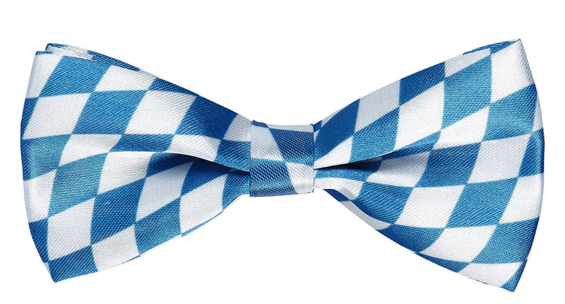 Verstelbaar Beiers strikje met blauw-wit ruitpatroon en wit middenstuk voor Oktoberfest