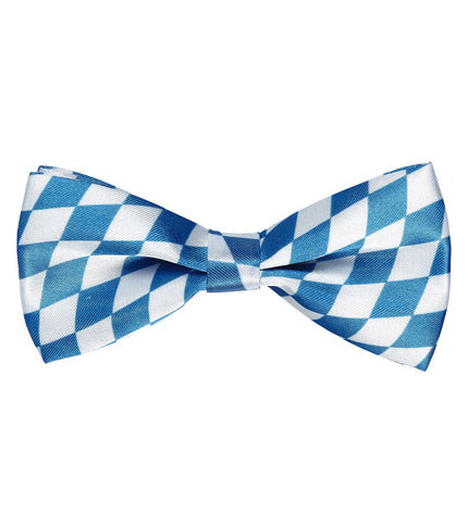 Verstelbaar Beiers strikje met blauw-wit ruitpatroon en wit middenstuk voor Oktoberfest