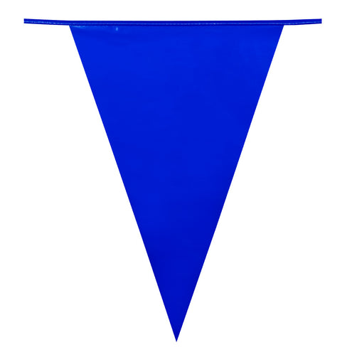 Vlaggenlijn blauw met driehoekig puntvlaggetje van 30 bij 20 cm in effen kobaltblauw kunststof