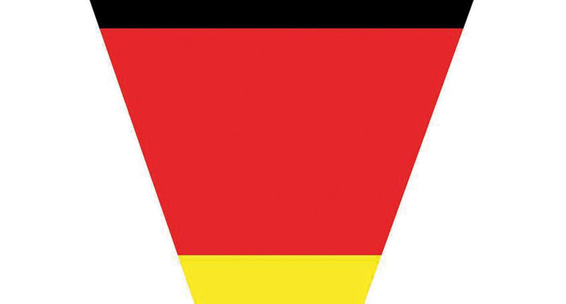 Vlaggenlijn Duitsland met driehoekig vlaggetje in zwart, rood en geel voor Oktoberfest