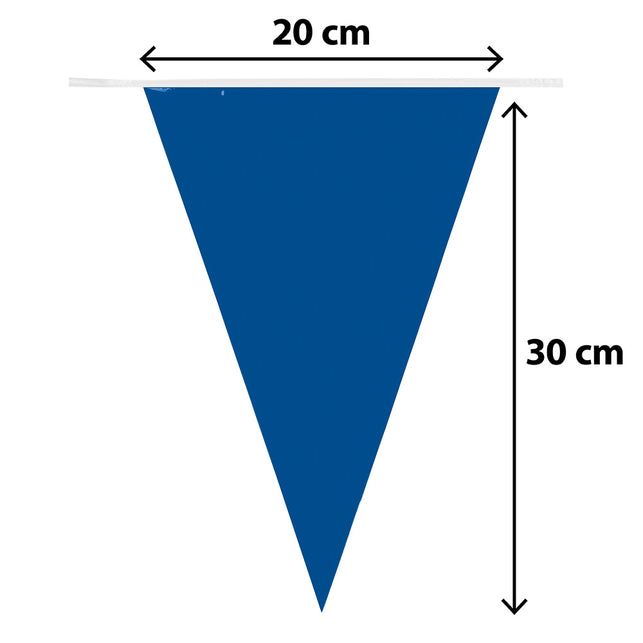 Vlaggetje van de PE vlaggenlijn wit/blauw met maatvoering 20 cm breed en 30 cm hoog