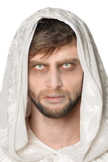 Weeklenzen geest gedragen door man met witte capuchon voor een Halloweenlook