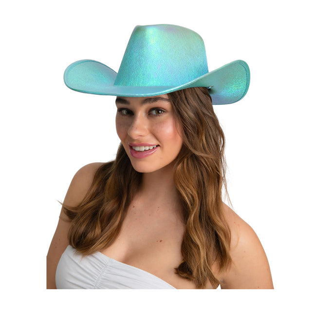 Wicked Costumes Cowboyhoed texaans - Aqua glanzend