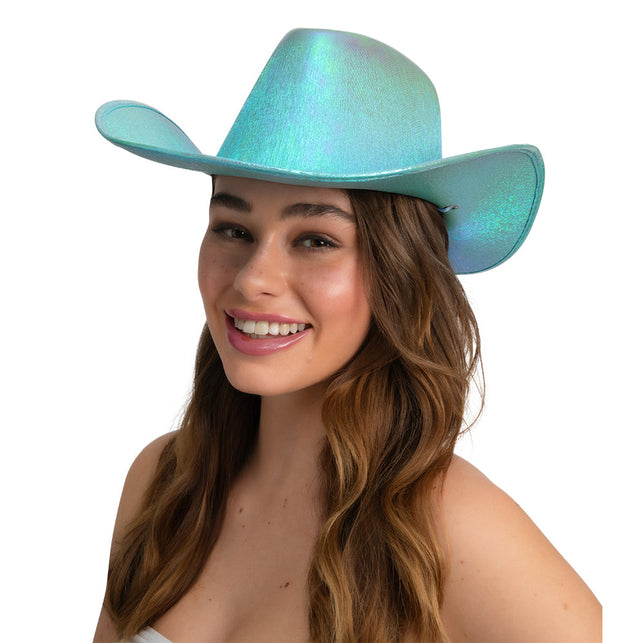 Wicked Costumes Cowboyhoed texaans - Aqua glanzend