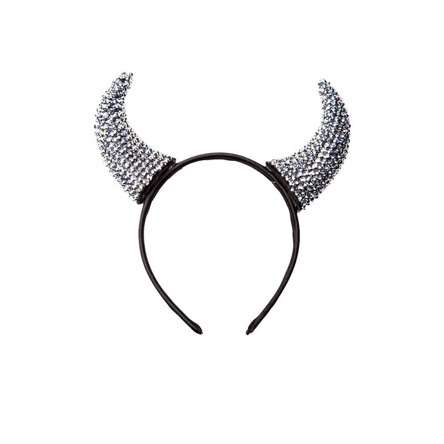 Wicked Costumes Duivel Hoorns - Zilver met Bergkristal