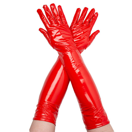 Wicked Costumes Handschoenen lang PVC - rood