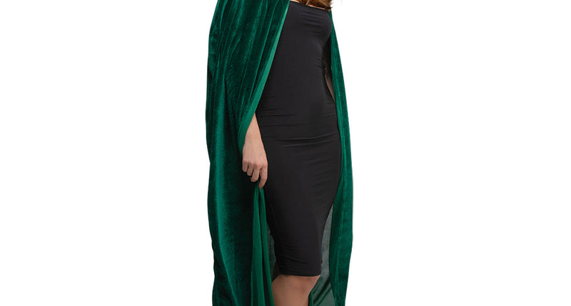 Wicked Costumes Mantel met Capuchon fluweel - Flessengroen 140cm