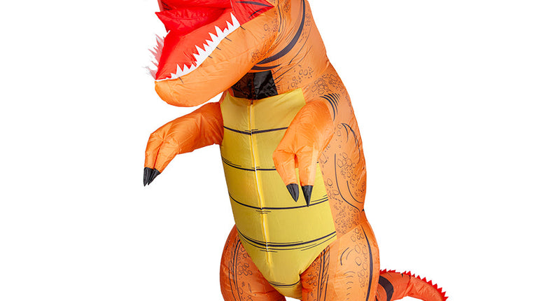 Wicked Costumes Opblaasbare Dinosaurus - bruin/ oranje