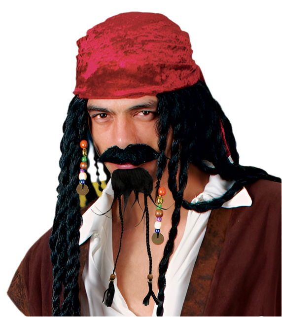 Wicked Costumes Snor en sik Caribische piraat zwart
