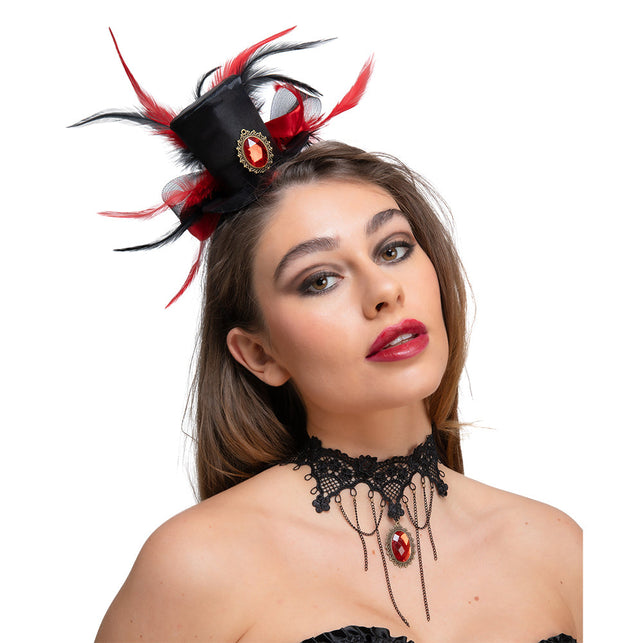 Wicked Costumes Vampier mini hoge hoed deluxe & ketting