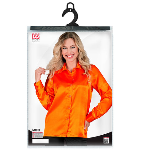 Widmann SRL 70's disco shirt satijn oranje