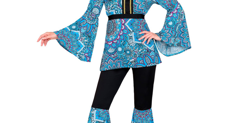 Widmann SRL 70s hippie kostuum mandala blauw