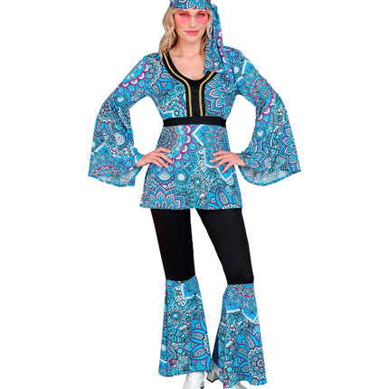 Widmann SRL 70s hippie kostuum mandala blauw