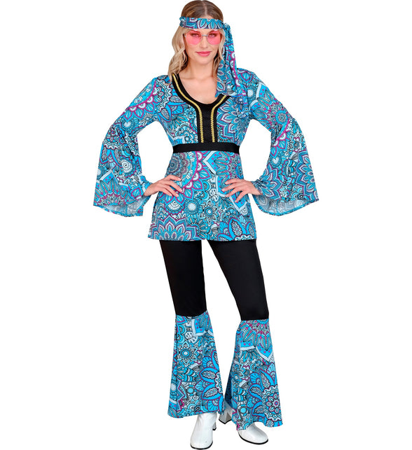 Widmann SRL 70s hippie kostuum mandala blauw