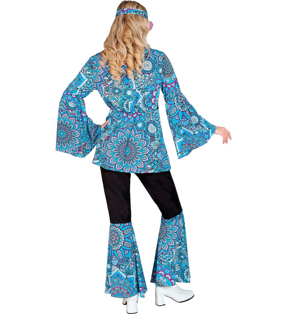 Widmann SRL 70s hippie kostuum mandala blauw