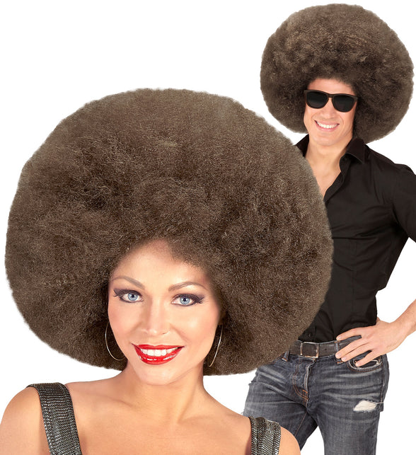 Widmann SRL Afro pruik mega groot bruin