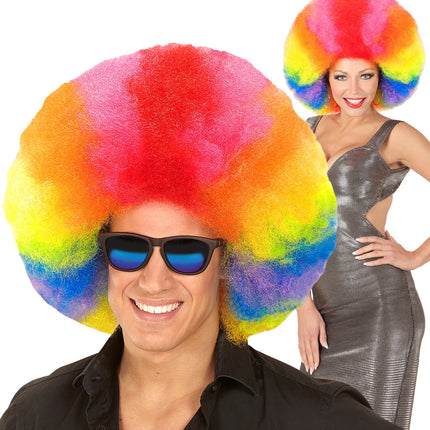 Widmann SRL Afro pruik regenboogkleur