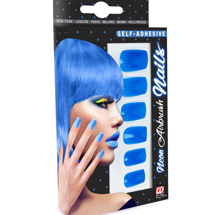 Widmann SRL Airbrush nagels neon blauw
