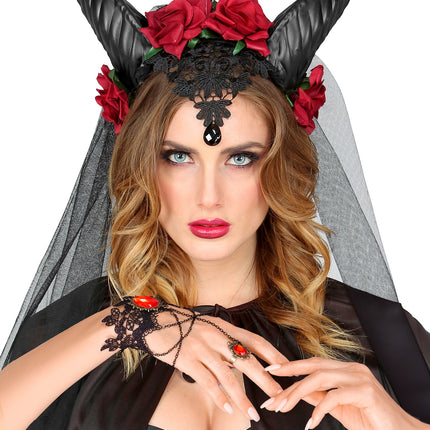 Widmann SRL Armband van kant met zwarte ring