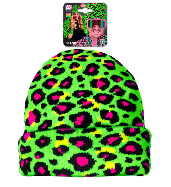Widmann SRL Beanie luipaard neon groen