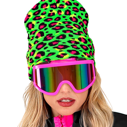 Widmann SRL Beanie luipaard neon groen