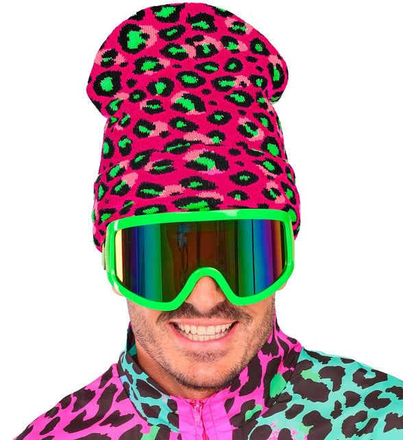 Widmann SRL Beanie luipaard neon roze