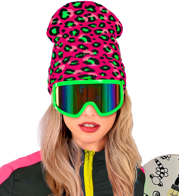 Widmann SRL Beanie luipaard neon roze