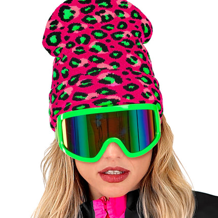 Widmann SRL Beanie luipaard neon roze
