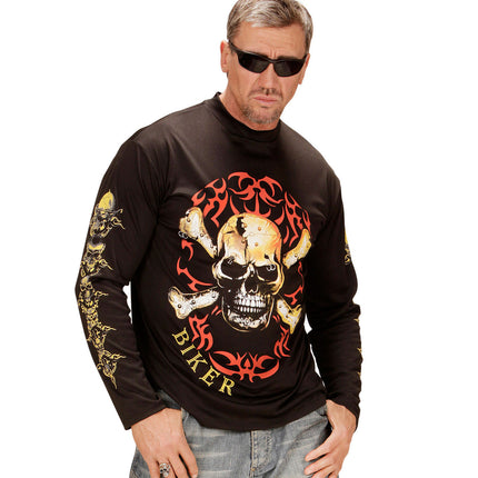 Widmann SRL Biker shirt met schedel en botten