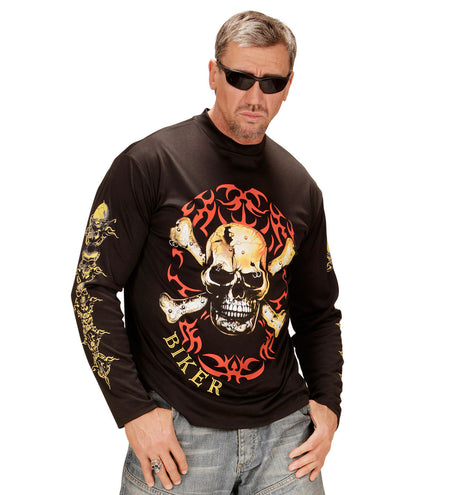 Widmann SRL Biker shirt met schedel en botten