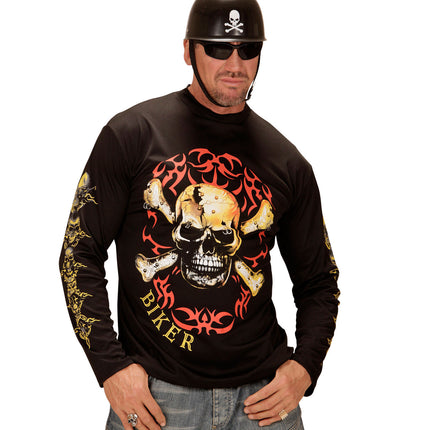 Widmann SRL Biker shirt met schedel en botten