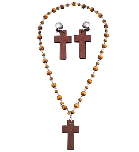 Widmann SRL Bisschop kruis rozenkrans met oorbellen