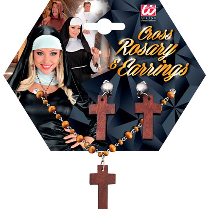 Widmann SRL Bisschop kruis rozenkrans met oorbellen