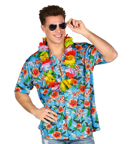 Widmann SRL Blauw Hawaii shirt met print