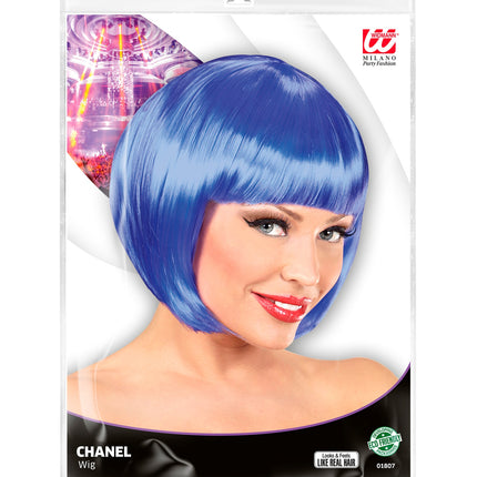Widmann SRL Blauwe boblijn pruik dame
