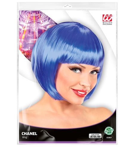 Widmann SRL Blauwe boblijn pruik dame