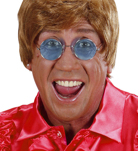 Widmann SRL Blauwe bril 70-er jaren Flower Power