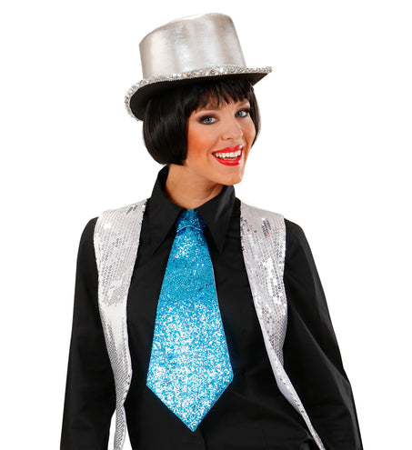 Widmann SRL Blauwe glitter stropdas