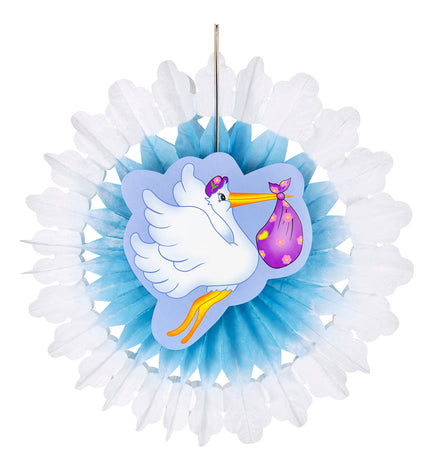 Widmann SRL Blauwe ooievaar waaier voor geboorte