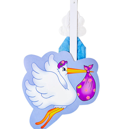 Widmann SRL Blauwe ooievaar waaier voor geboorte