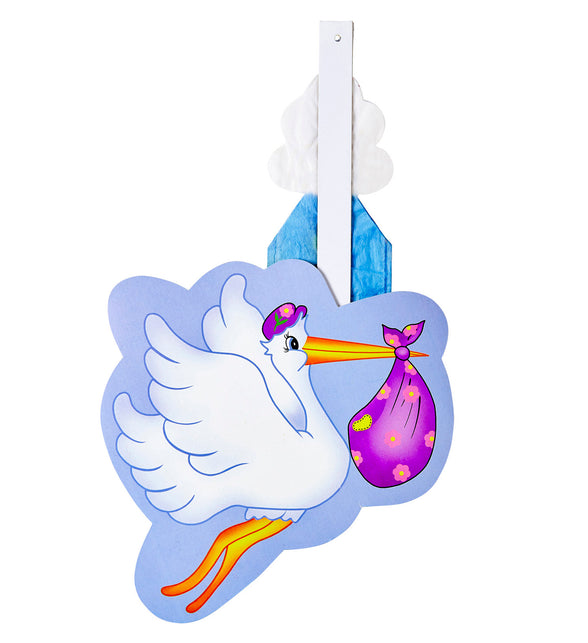 Widmann SRL Blauwe ooievaar waaier voor geboorte