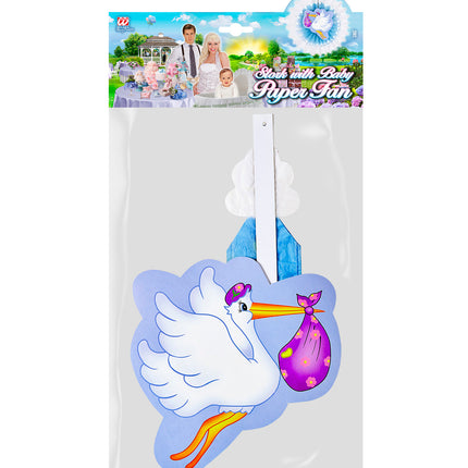 Widmann SRL Blauwe ooievaar waaier voor geboorte