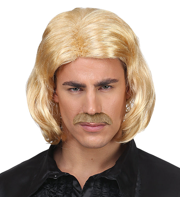 Widmann SRL Blonde macho pruik met snor