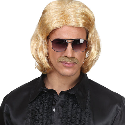 Widmann SRL Blonde macho pruik met snor