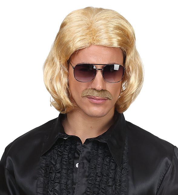 Widmann SRL Blonde macho pruik met snor