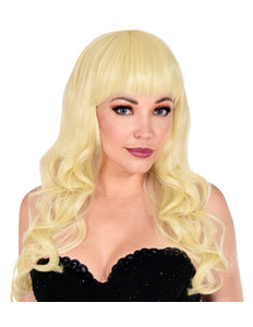 Widmann SRL Blonde pruik met pony en lang krullend haar