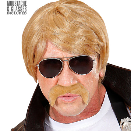 Widmann SRL Blonde pruik met snor heren