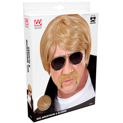 Widmann SRL Blonde pruik met snor heren