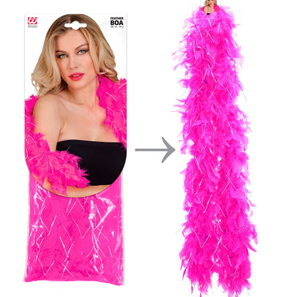 Widmann SRL Boa Joyce neon roze zilver 180cm