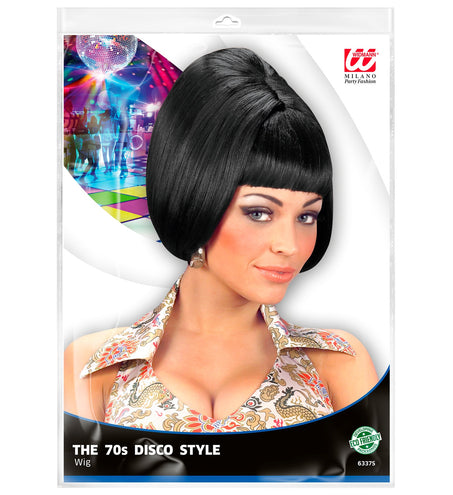 Widmann SRL Boblijn pruik Jaren 60 disco zwart